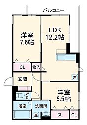 メゾンセリーブ 2階2LDKの間取り