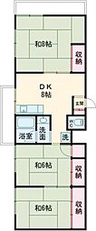 旭マンション 3階3DKの間取り