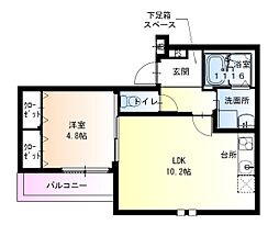 フジパレス十三イースト 1階1LDKの間取り