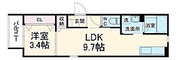 LECOCON四日市VIII 2階1LDKの間取り