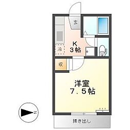 コーポ南金井 1階1Kの間取り