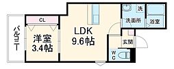 LECOCON四日市IX 3階1LDKの間取り