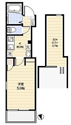 アリロッセ赤羽 3階1Kの間取り