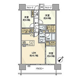 デュオヒルズ大府ザ・レジデンス 8階3LDKの間取り