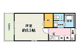 キャメル狭山市富士見 3階1Kの間取り