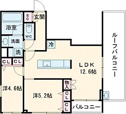 ルミーク雪谷 4階2LDKの間取り