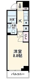 ＣＯＺＹ阿由知通 2階1Kの間取り