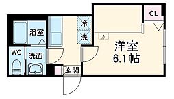 KEIAI RESIDENCE 大和田II 2階1Kの間取り