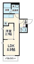 KEIAI RESIDENCE 大和田II 2階1LDKの間取り