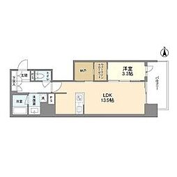 RJRプレシア南堀江 13階1LDKの間取り