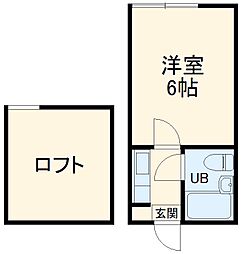 プラザ・ドゥ・サウザー 2階1Kの間取り