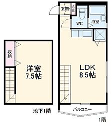 東急東横線 大倉山駅 徒歩4分の賃貸マンション 1階1LDKの間取り