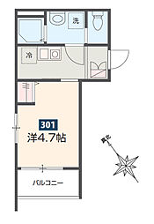 MELDIA京成稲毛 3階1Kの間取り