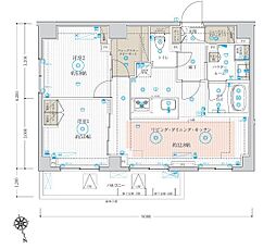 ARCOBALENO TAKENOTSUKA 5階2LDKの間取り