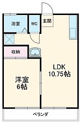 東ハイツ 1階1LDKの間取り