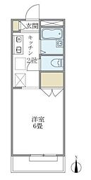 サニーハイツ 1階1Kの間取り