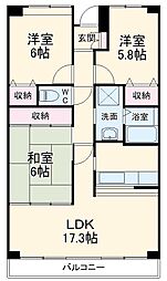 グランデージ八千代中央 1階3LDKの間取り