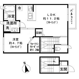 東急目黒線 武蔵小山駅 徒歩7分の賃貸アパート 2階1LDKの間取り