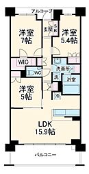 ザ・パークハウス東戸塚レジデンス 7階3LDKの間取り
