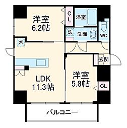 LIBERTA CARINO 2階2LDKの間取り