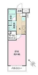 ベルフェリーク西小山 2階1Kの間取り