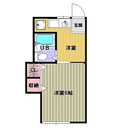 佐須コーポ 2階1Kの間取り
