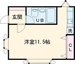ＮＥＷＴＯＷＮＨＩＬＬＳ 1階ワンルームの間取り