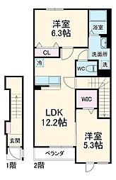ＫＡＫＩＮＯＫＩ　ＴＥＲＲＡＣＥ 2階2LDKの間取り