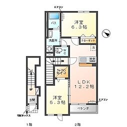 ＫＡＫＩＮＯＫＩ　ＴＥＲＲＡＣＥ 2階2LDKの間取り