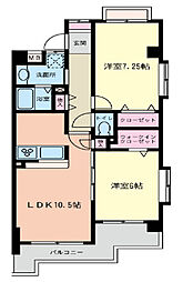 グリーンヒルズ古淵 3階2LDKの間取り