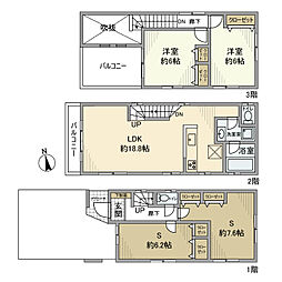 荒川戸建 1階2SLDKの間取り
