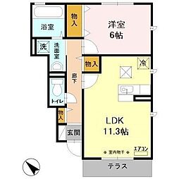 ショコラ　II 1階1LDKの間取り