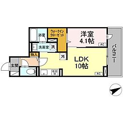 Ｄ−ｒｅｓｉｄｅｎｃｅ稲城 2階1LDKの間取り