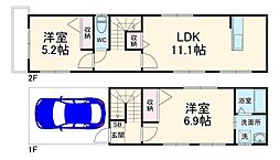 蘇我三丁戸建て 1階2LDKの間取り