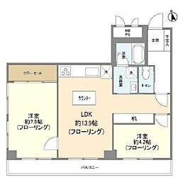 ウィンベルコーラス蓮沼 2階2LDKの間取り