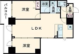 ＫＤＸレジデンス本蓮沼 6階2LDKの間取り