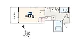 MELDIA東村山 2階1Kの間取り