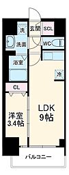 プレサンス名駅南エディフィス 1105 11階1LDKの間取り