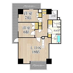 ザ・グランドビュー・オオサカ 12階2LDKの間取り