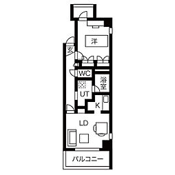 鶴舞ガーデンコート 3階1LDKの間取り