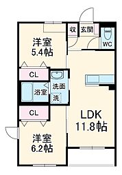 N’ｓ　ＡＲＫ 2階2LDKの間取り