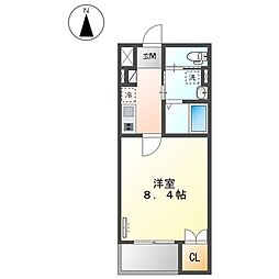 オークロシェ 5階1Kの間取り