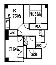 星野マンション 4階2Kの間取り