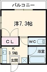 コーポ・ピステル 1階1Kの間取り