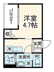MELDIA京成稲毛 3階1Kの間取り