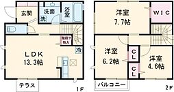 Ｄ−ｒｏｏｍ宮沢町貸家　Ｂ B 1階3LDKの間取り