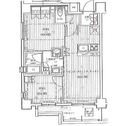 リュエル川崎パラッツオ 4階2LDKの間取り