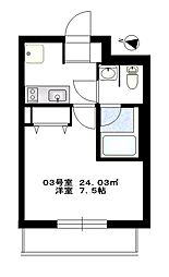 ｂ’ＣＡＳＡ　東十条 2階1Kの間取り