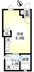 リブレ浜町 3階ワンルームの間取り
