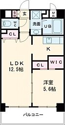 サンクチュアリ桂川 2階1LDKの間取り